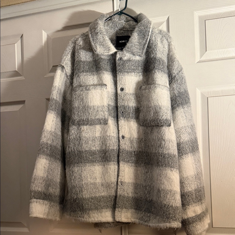 #145- Men’s Gray Plaid Shacket